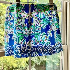 Lilly Pulitzer Blue and Green Floral Skirt